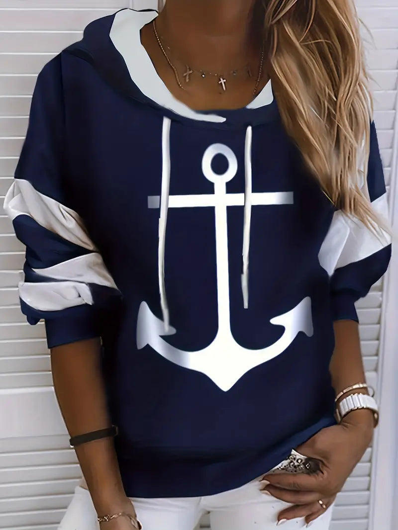 Nautical – Geometric Drawstring Hoodie